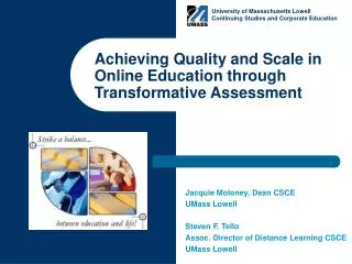 Achieving Quality and Scale in Online Education through Transformative Assessment
