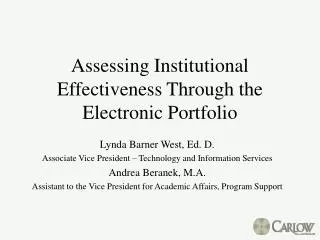 Assessing Institutional Effectiveness Through the Electronic Portfolio