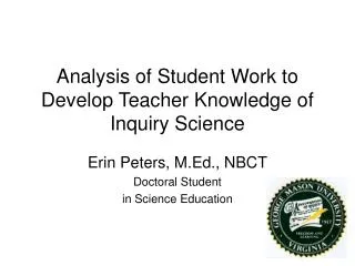 Analysis of Student Work to Develop Teacher Knowledge of Inquiry Science