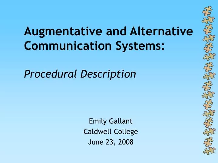 augmentative and alternative communication systems procedural description