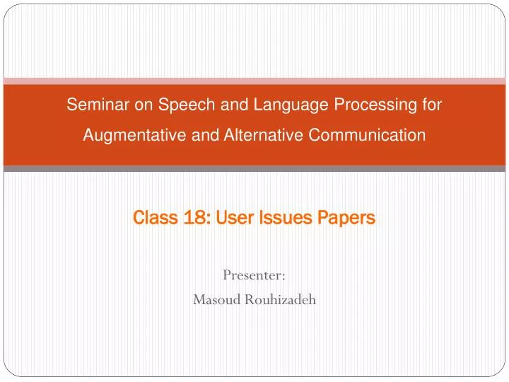 seminar on speech and language processing for augmentative and alternative communication