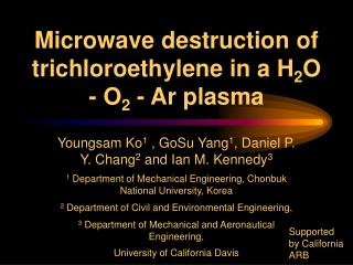 Microwave destruction of trichloroethylene in a H 2 O - O 2 - Ar plasma