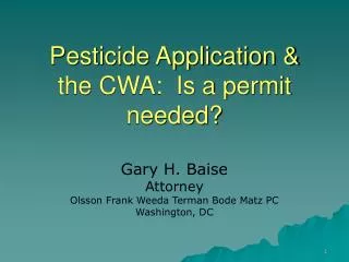 Pesticide Application &amp; the CWA: Is a permit needed?