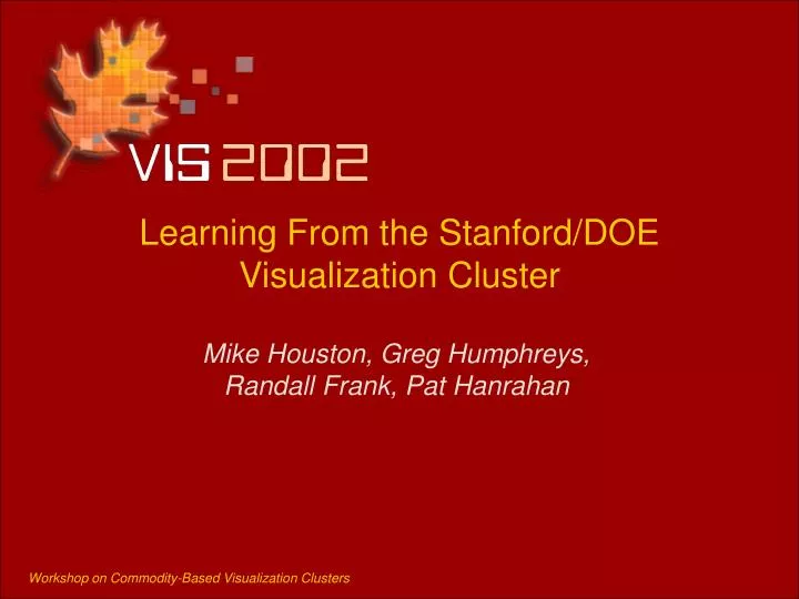 learning from the stanford doe visualization cluster
