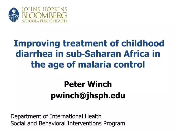 improving treatment of childhood diarrhea in sub saharan africa in the age of malaria control
