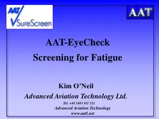 AAT-EyeCheck Screening for Fatigue