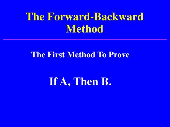 the forward backward method