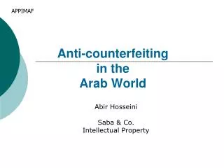 Anti-counterfeiting in the Arab World