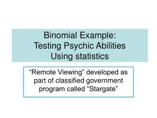 Binomial Example: Testing Psychic Abilities Using statistics