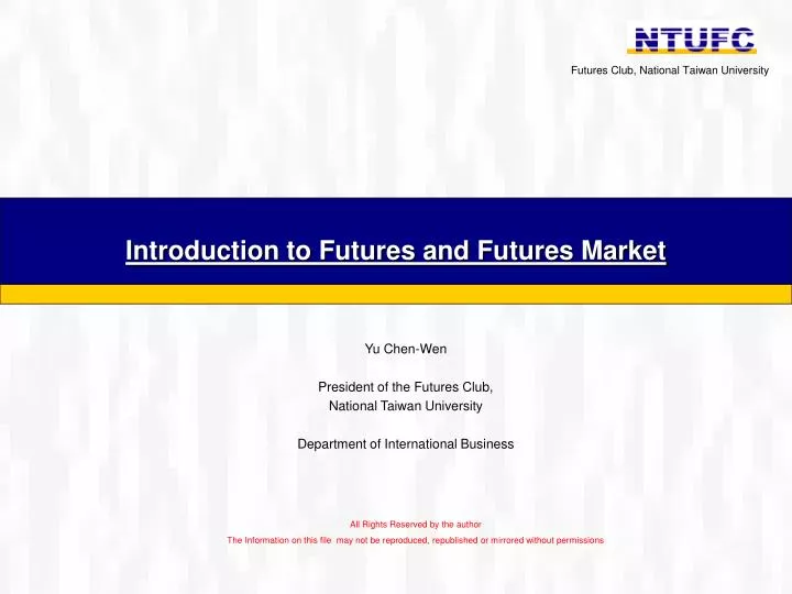 introduction to futures and futures market