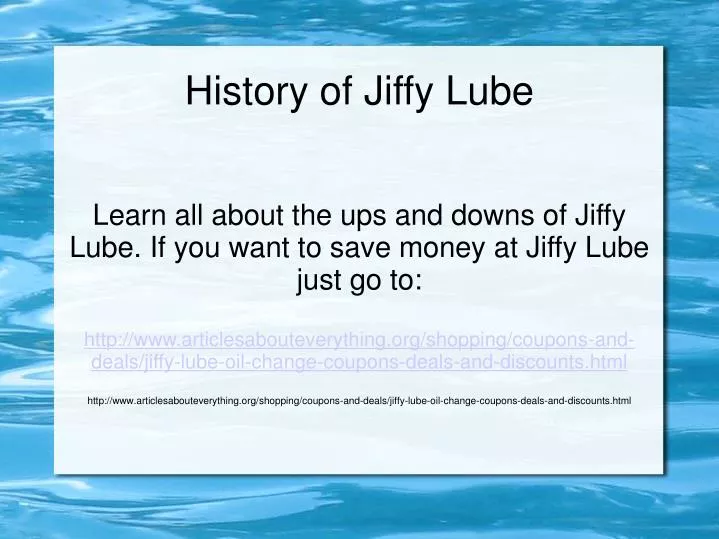 history of jiffy lube