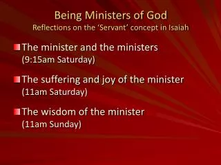Being Ministers of God Reflections on the ‘Servant’ concept in Isaiah