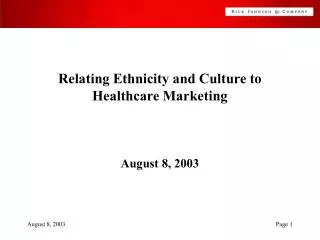 Relating Ethnicity and Culture to Healthcare Marketing