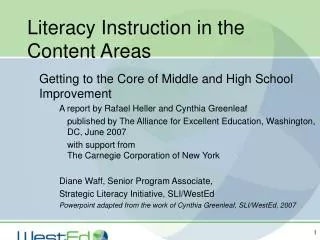Literacy Instruction in the Content Areas