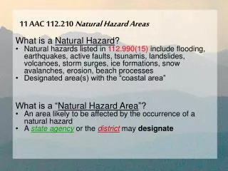 11 AAC 112.210 Natural Hazard Areas