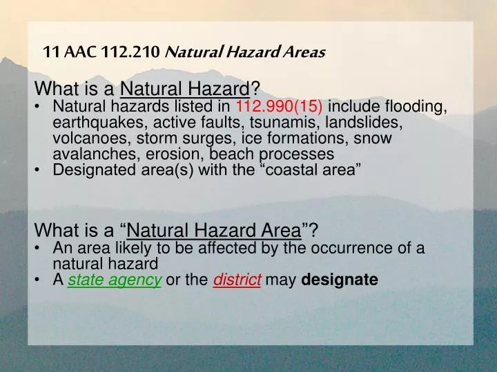 11 aac 112 210 natural hazard areas