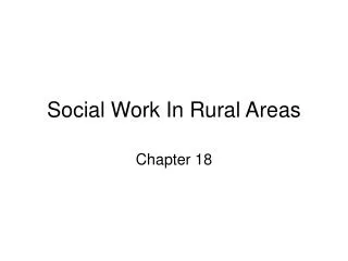 Social Work In Rural Areas