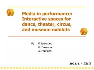 Media in performance: Interactive spaces for dance, theater, circus, and museum exhibits