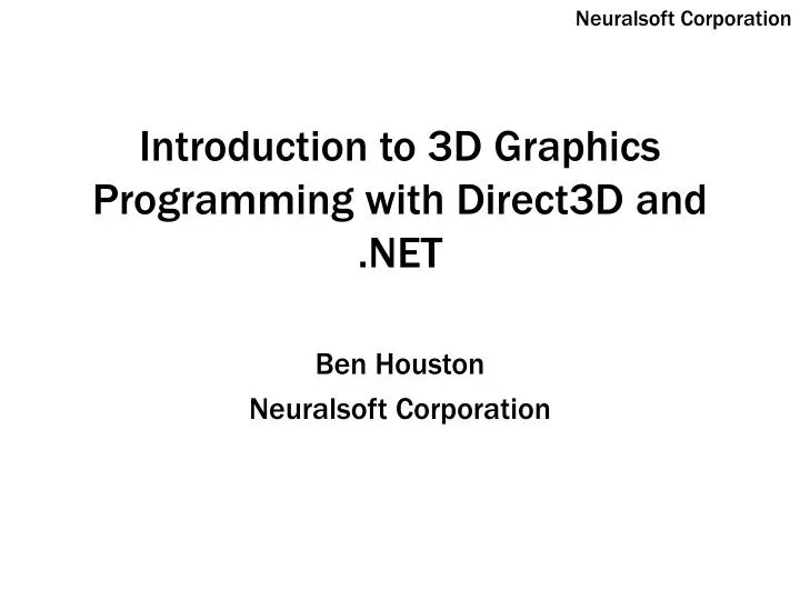 introduction to 3d graphics programming with direct3d and net
