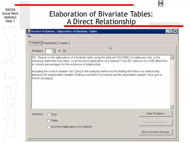 elaboration of bivariate tables a direct relationship