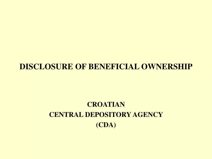 disclosure of beneficial ownership