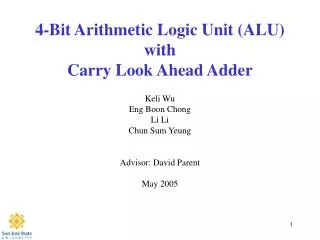 4-Bit Arithmetic Logic Unit (ALU) with Carry Look Ahead Adder