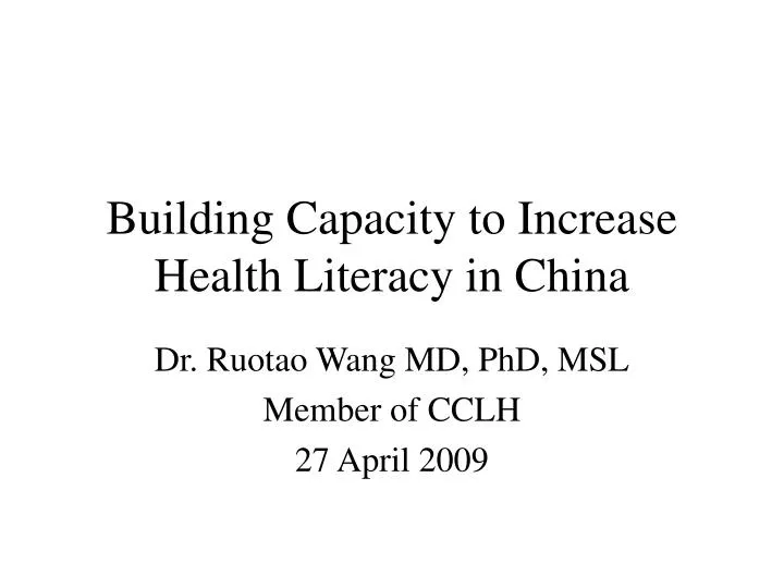 building capacity to increase health literacy in china