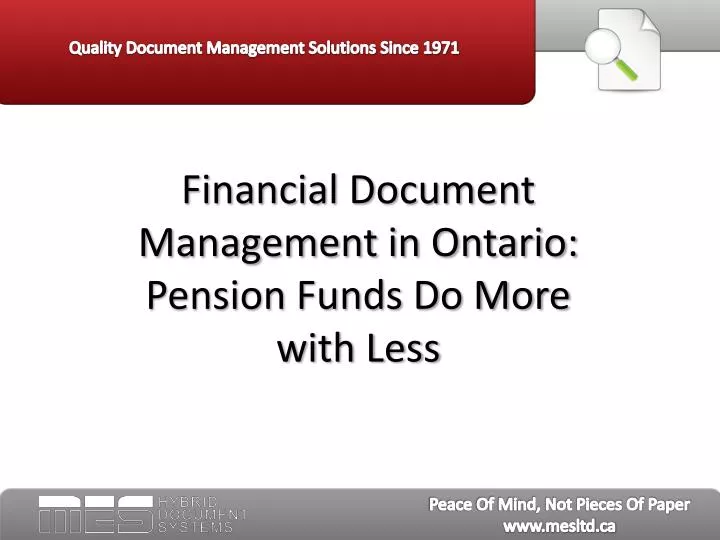 financial document management in ontario pension funds do more with less