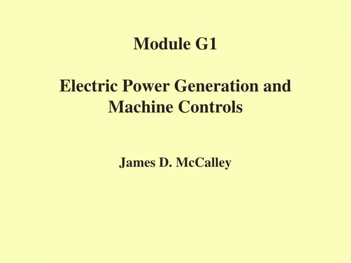 module g1 electric power generation and machine controls