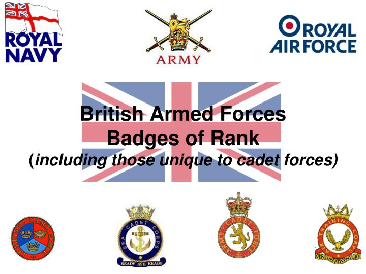 british armed forces badges of rank including those unique to cadet forces