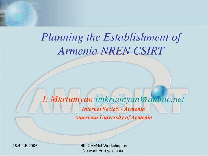 planning the establishment of armenia nren csirt