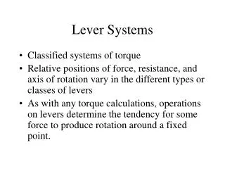 Lever Systems
