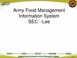 Army Food Management Information System SEC - Lee