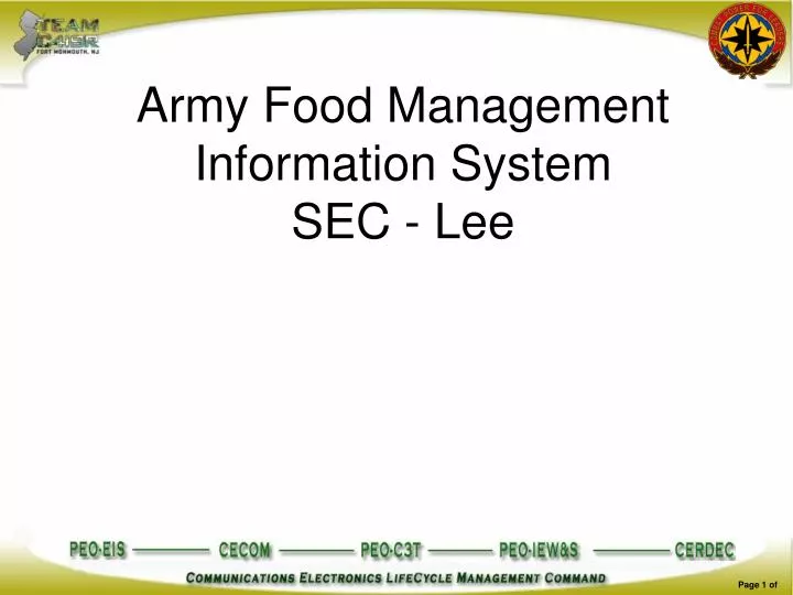 army food management information system sec lee