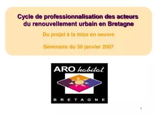 Cycle de professionnalisation des acteurs du renouvellement urbain en Bretagne Du projet à la mise en oeuvre Séminaire