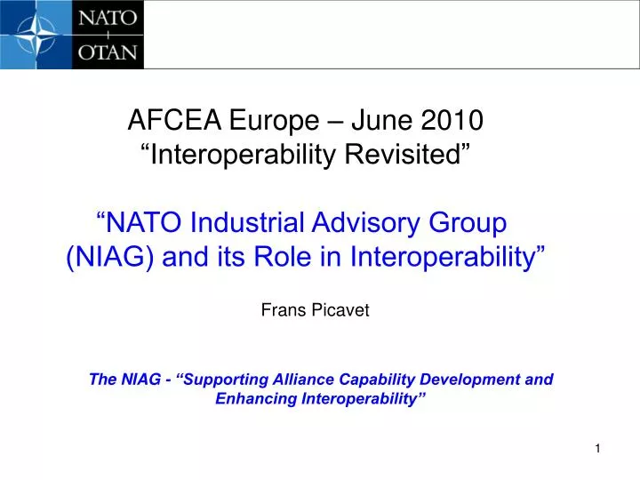 the niag supporting alliance capability development and enhancing interoperability