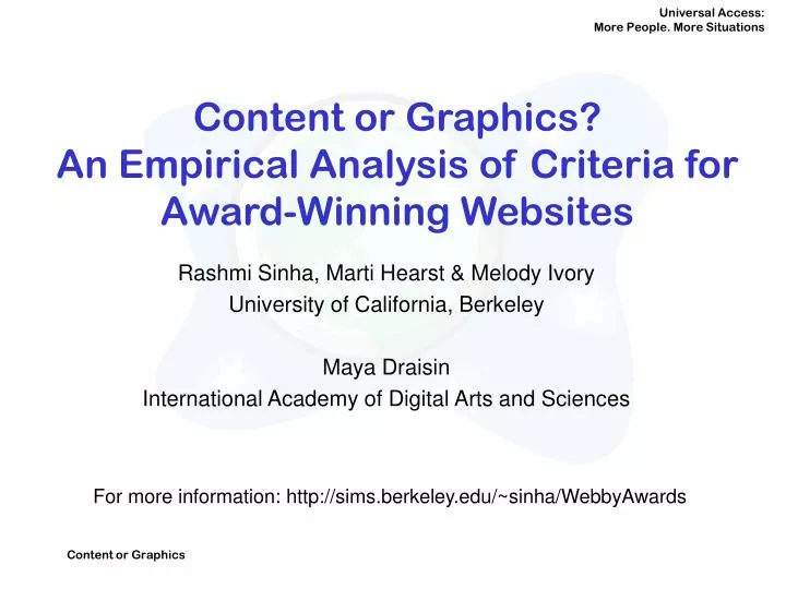 content or graphics an empirical analysis of criteria for award winning websites