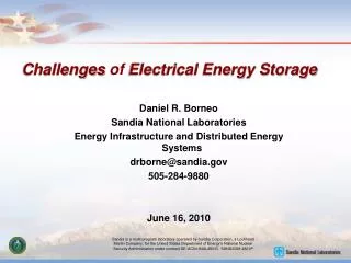 Challenges of Electrical Energy Storage