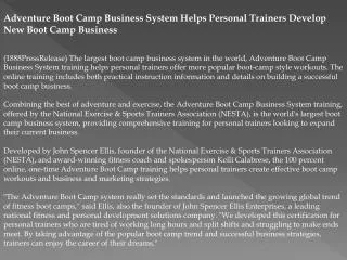 Adventure Boot Camp Business System Helps Personal Trainers