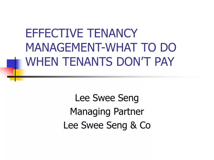effective tenancy management what to do when tenants don t pay