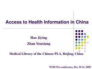 Access to Health Information in China