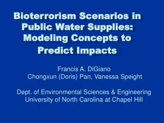 Bioterrorism Scenarios in Public Water Supplies: Modeling Concepts to Predict Impacts