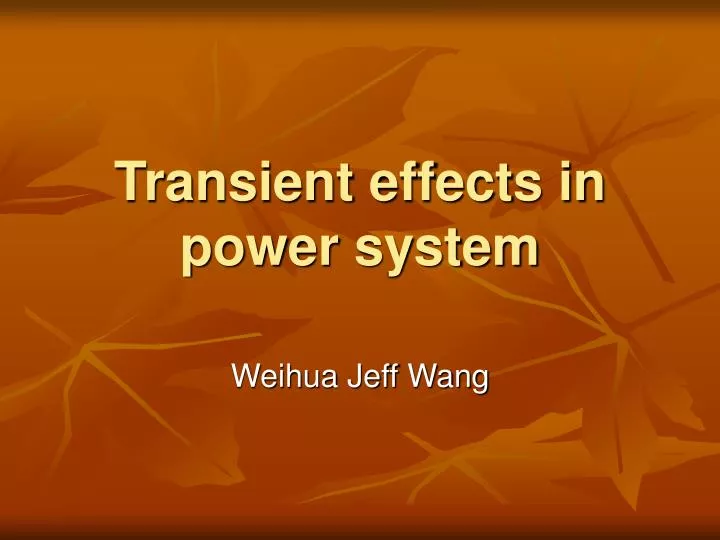 transient effects in power system