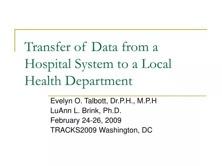 transfer of data from a hospital system to a local health department