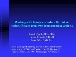 Working with families to reduce the risk of neglect: Results from two demonstration projects