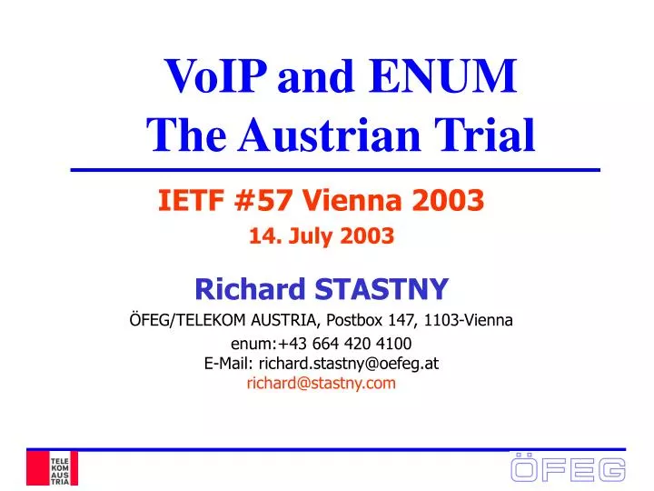 voip and enum the austrian trial