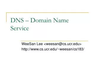 DNS – Domain Name Service