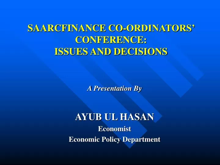 saarcfinance co ordinators conference issues and decisions