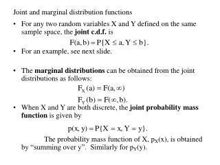 Joint and marginal distribution functions