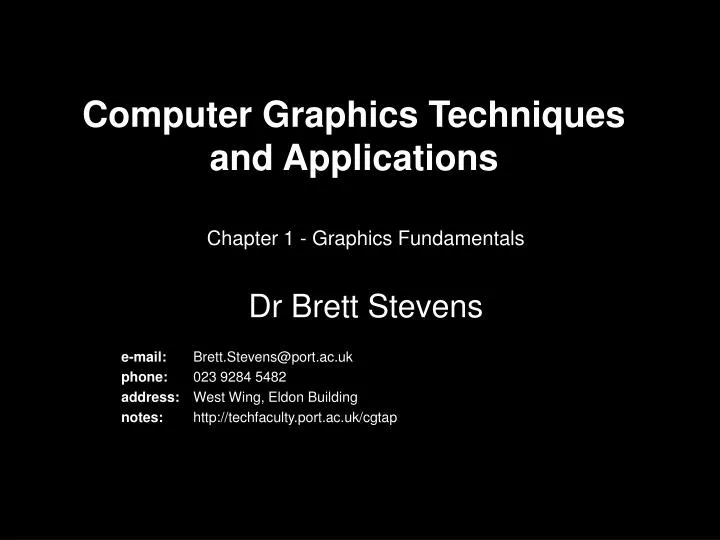 computer graphics techniques and applications